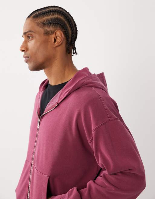 Cotton On zip up hoodie in crimson wash, 4 of 5