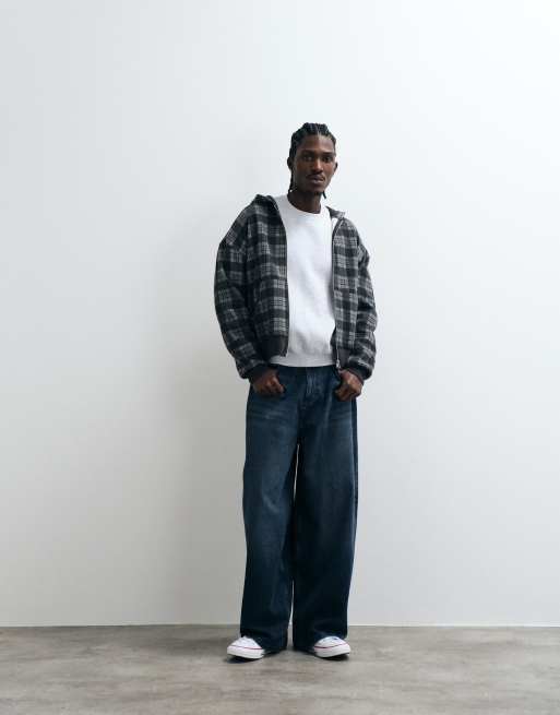 Cotton On zip up hoodie in washed black check, 2 of 5