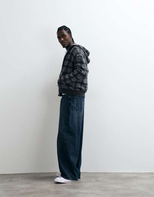 Cotton On zip up hoodie in washed black check, 4 of 5