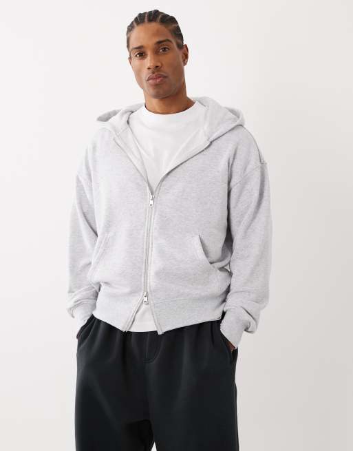 Cotton On zip up hoodie in washed grey marle, 3 of 5