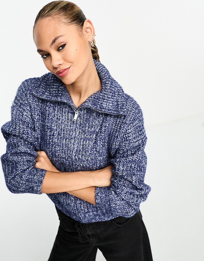 Cotton:On Cotton On zip up knitwear cardigan in blue-Black