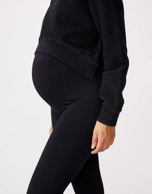 Cotton On - Zwangerschapskleding - Active - Naadloze geribde 7/8 legging in zwart , 3 van 4