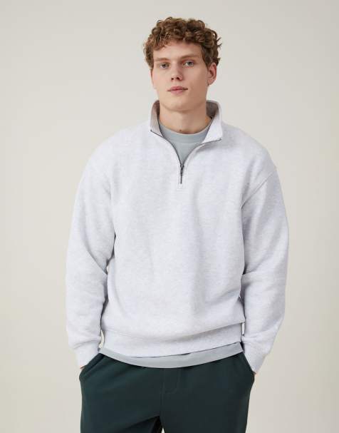 Cotton:On 1/4 zip fleece in grey - view 1