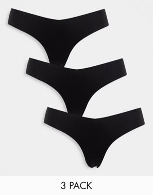 Cotton:On 3 pack invisible g-string in black