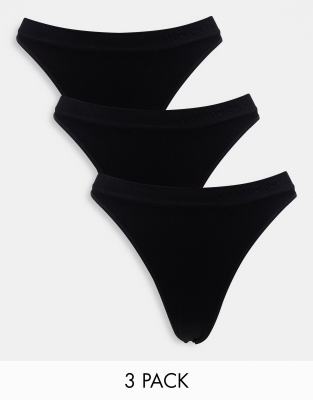 Cotton:On 3 pack seamless high cut brasiliano brief in black