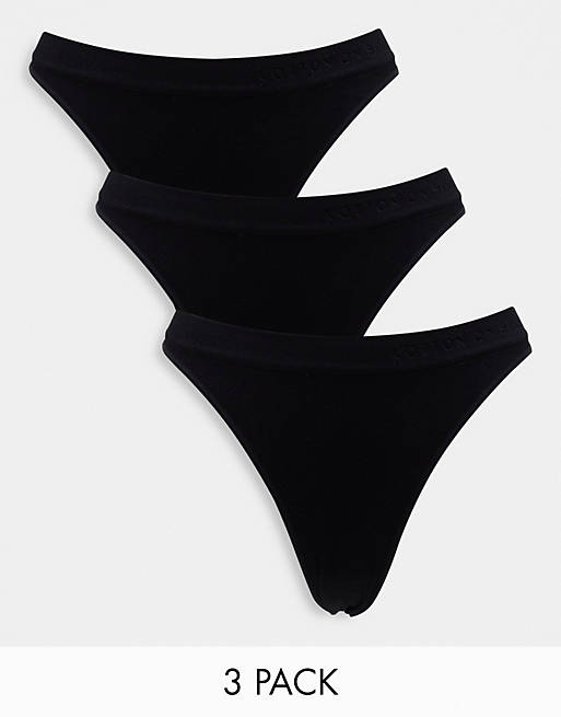Cotton:On 3 pack seamless high cut brasiliano brief in black | ASOS