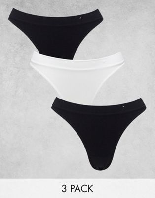 Cotton:On 3-pack seamless high cut brasliano briefs in black and white