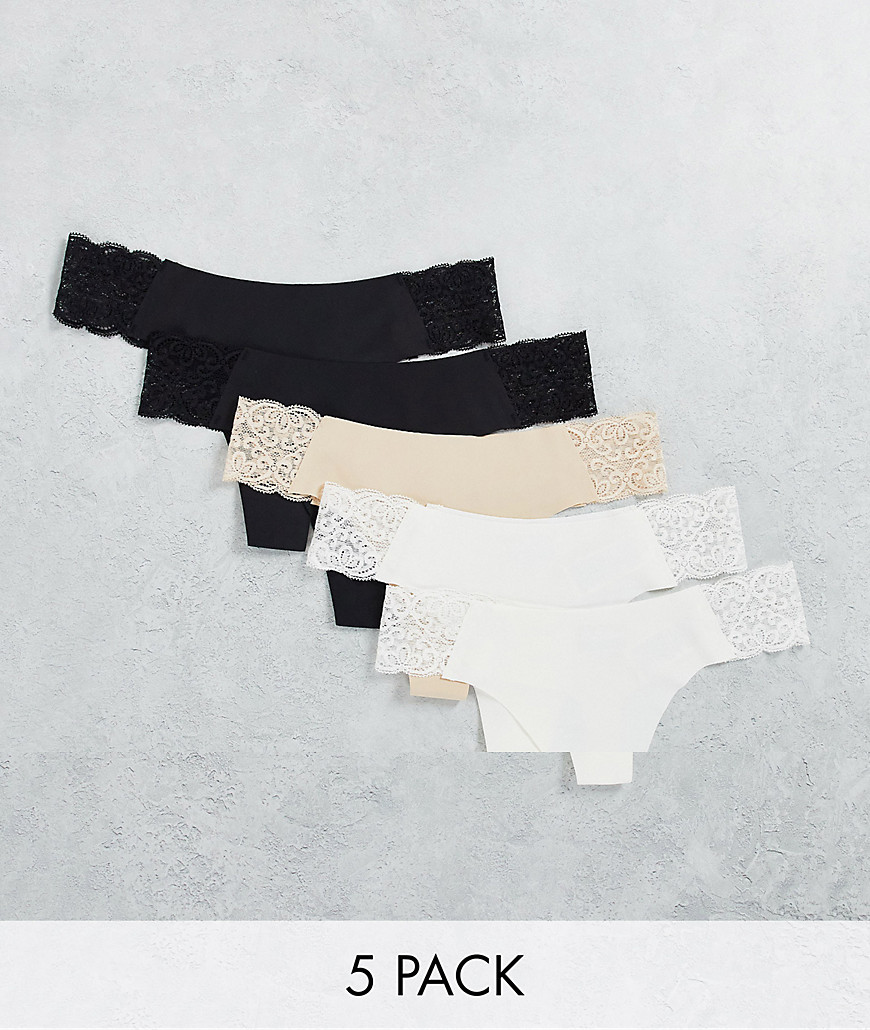 Cotton: On 5-pack thongs in multi