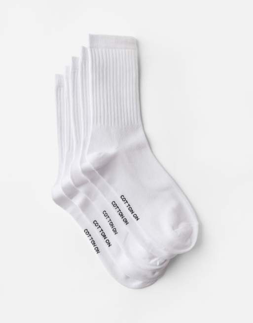 Cotton:On 5pk crew sock in white
