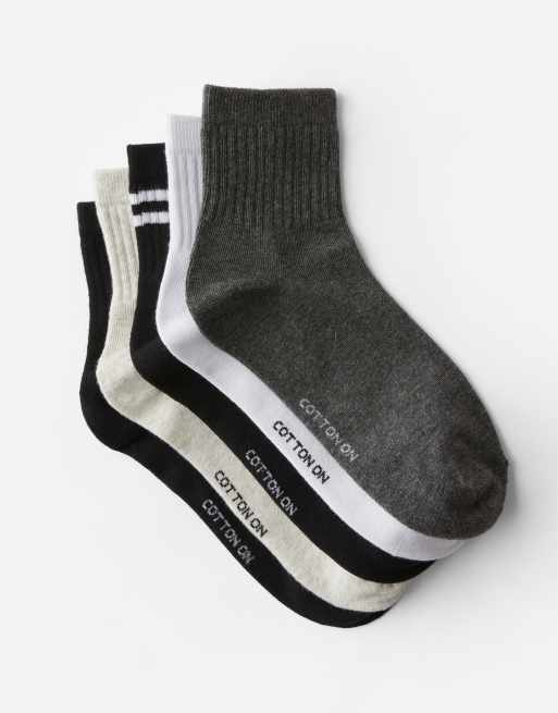 Cotton:On 5pk quarter crew sock in multi