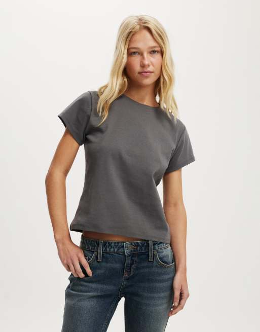 Cotton:On 90s baby tee in charcoal