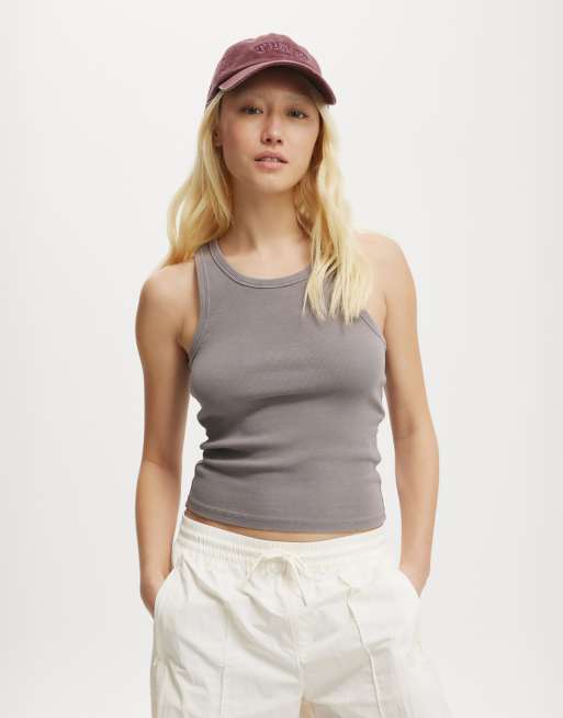 Cotton:On Active core rib racer tank in grey
