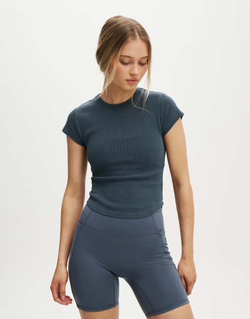 Cotton:On Active curved hem baby tee in grey