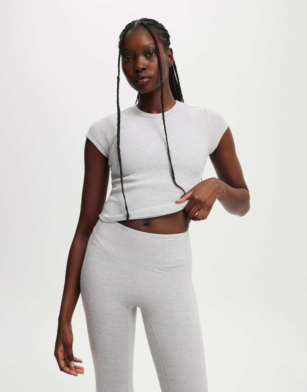 Cotton:On Active curved hem baby tee in grey
