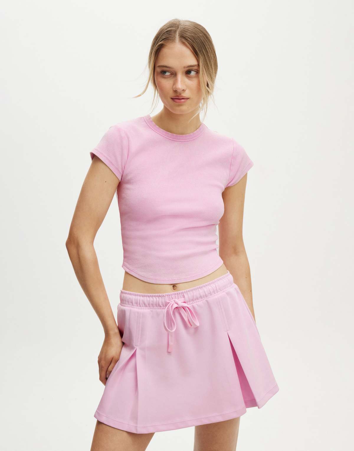 Cotton:On Active curved hem baby tee in pink