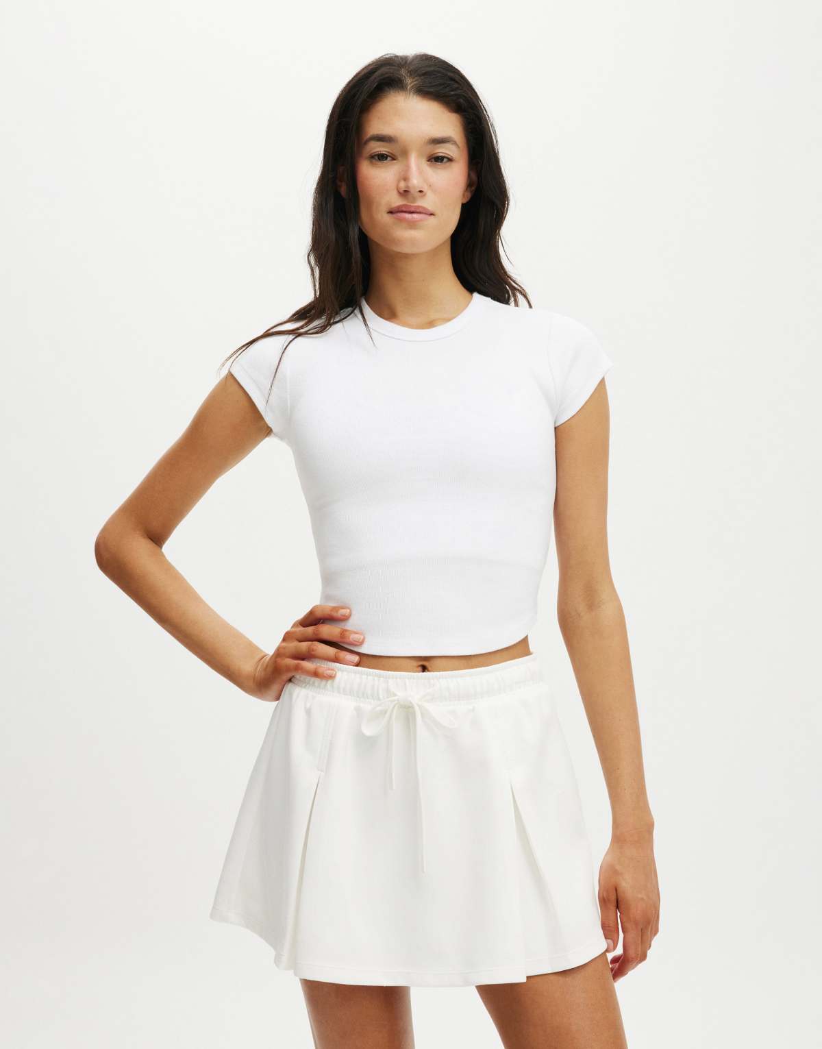 Cotton:On Active curved hem baby tee in white