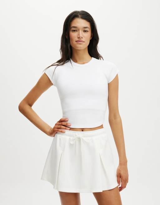 Cotton:On Active curved hem baby tee in white