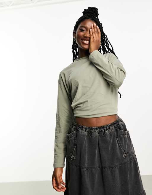 Cotton:On active essentials long sleeve top in khaki
