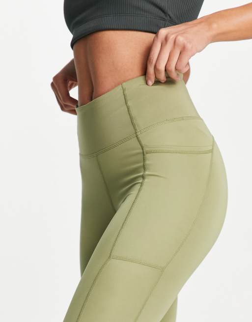 Cotton:On – Active – Leggings in Khaki mit Tasche, Kombiteil, 3 von 4