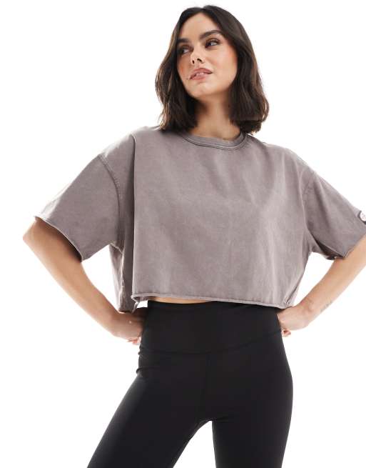 Cotton:On Active relaxed cropped tshirt in brown
