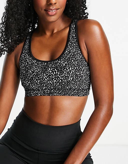 Cotton:On active strappy sports bra in speckled animal print - part of a set