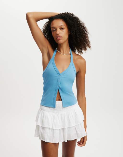 Cotton:On Alexa button front halter in blue