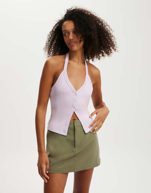 Cotton:On Alexa button front halter in purple