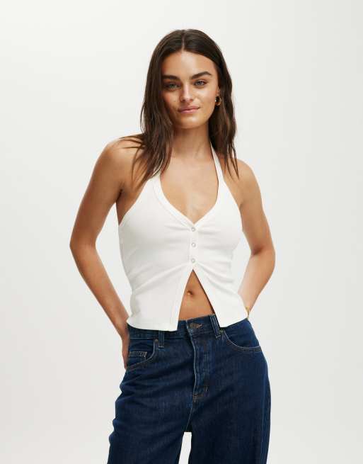 Cotton:On Alexa button front halter in white