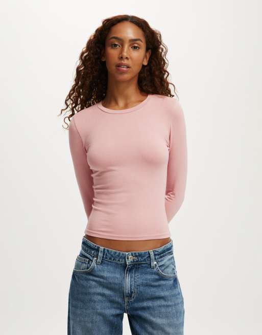 Cotton:On All day crew long sleeve in prairie pink