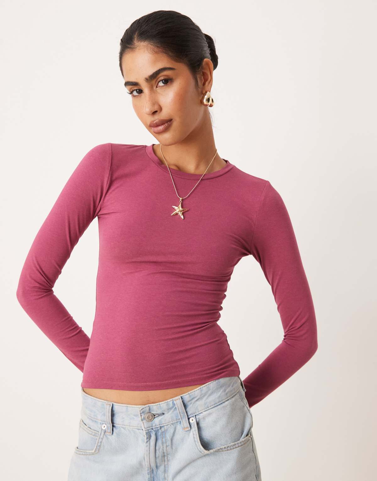 Cotton:On All day crew long sleeve in rich plum