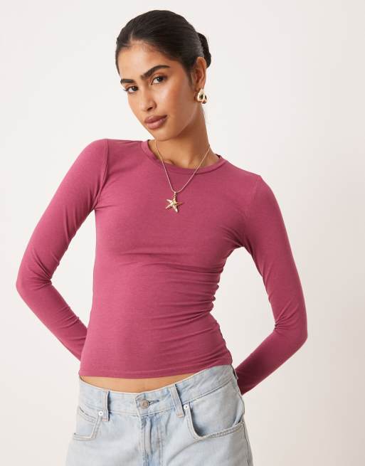 Cotton:On All day crew long sleeve in rich plum