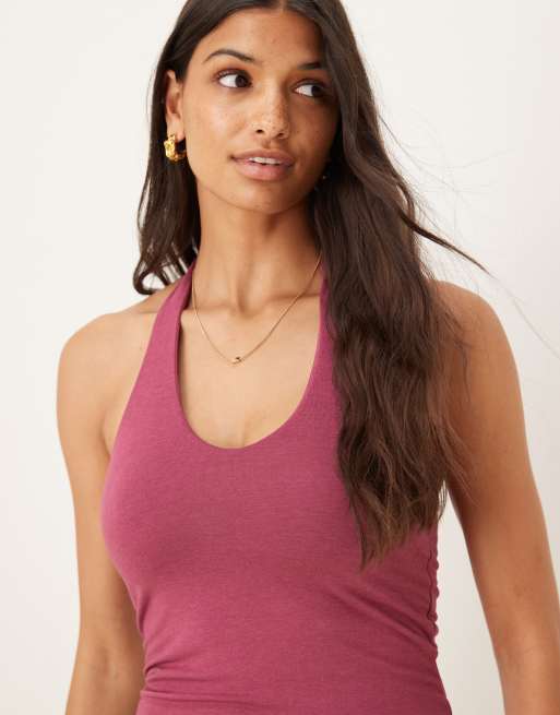 Cotton:On All day v neck halter in rich plum