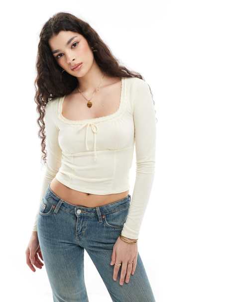 Cotton:On Annie lace tie long sleeve in yellow - view 1