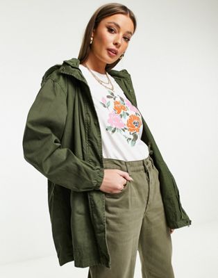 Cotton: On anorak jacket in green
