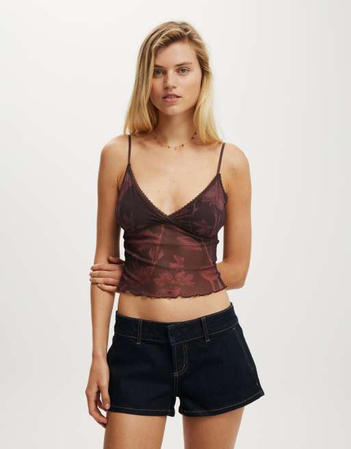 Cotton:On Ashley mesh cami in burgundy