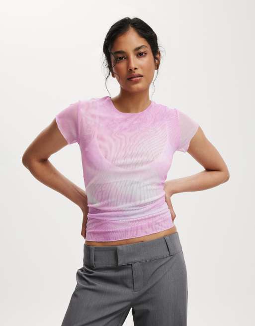 Cotton:On Ashley mesh short sleeve top in pink