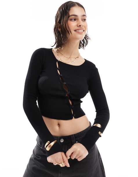 Cotton:On - Asymmetrisch vest in zwart - view 1