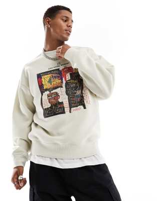 Cotton:on Basquiat Art Print Relaxed Sweatshirt-gray