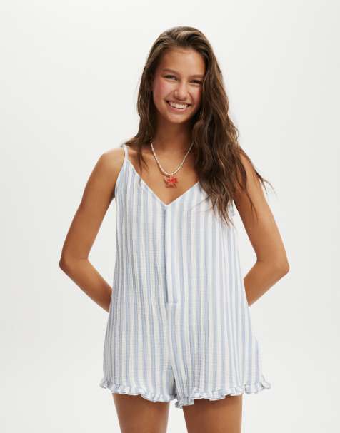 Cotton:On Beach romper in blue - view 1