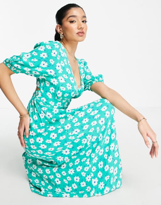 Cotton:On – Bella – Grön, blommig midiklänning , 3 av 4