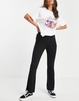 Cotton:On Bella ribbed flared trouser in black