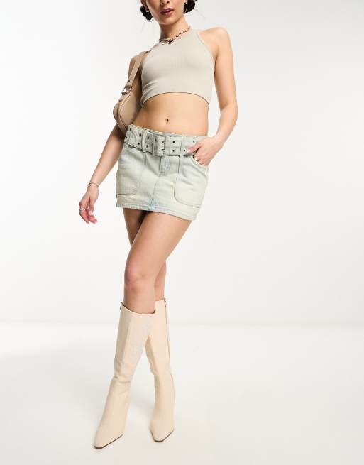 Cotton On belted cargo mini skirt in light blue