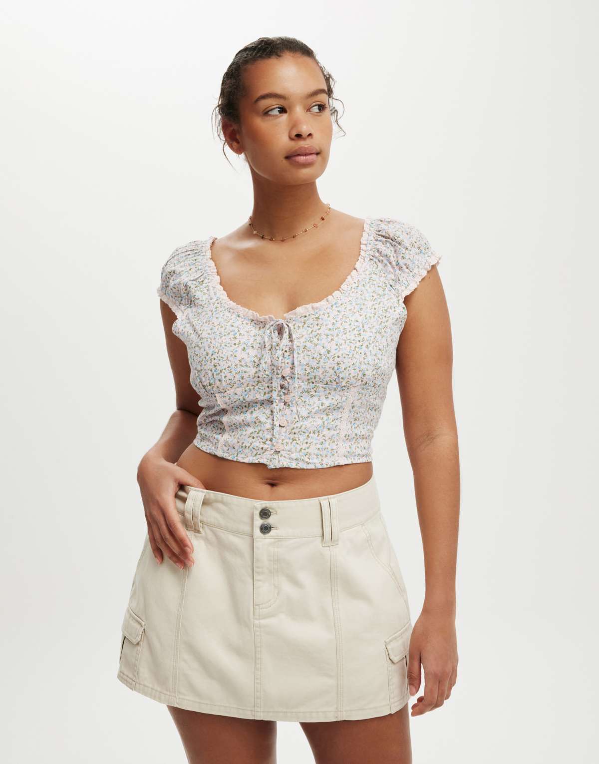 Cotton:On Benny cargo skirt in off-white