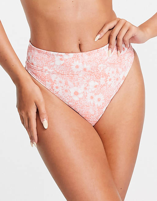 Cotton:On - Bikinibroekje met hoge taille in roze bloemenprint, deel van co-ord set