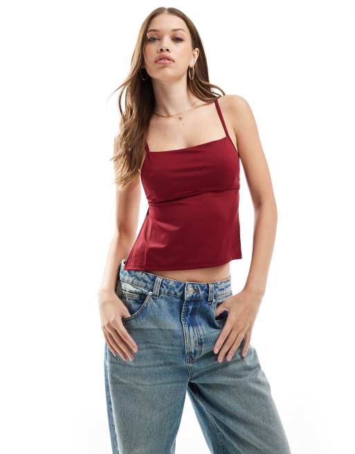 Cotton:On Blair open back cami in burgundy