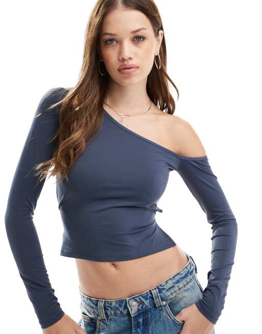 Cotton:On Blair open back long sleeve top in blue