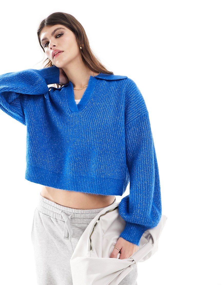 Cotton:On Blondie Rib Collar Pullover jumper in blue