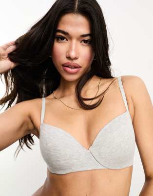 Cotton:on Body Contour Cotton Bra In Gray