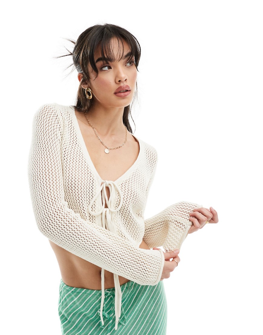 Cotton:On Bonfire crochet cardigan in off-white