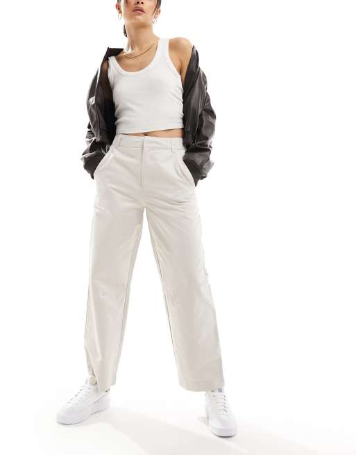 White bootleg sale pants